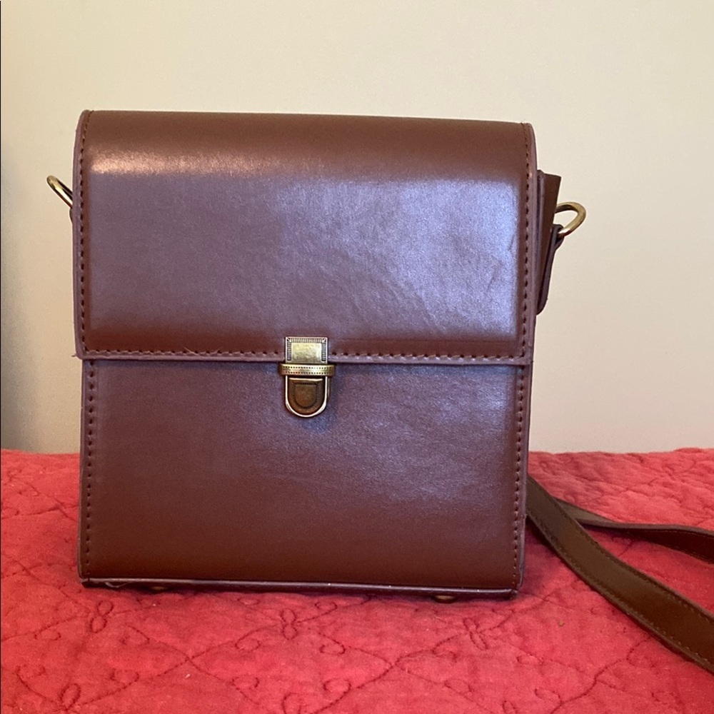 Brown Faux Leather Crossbody Bag